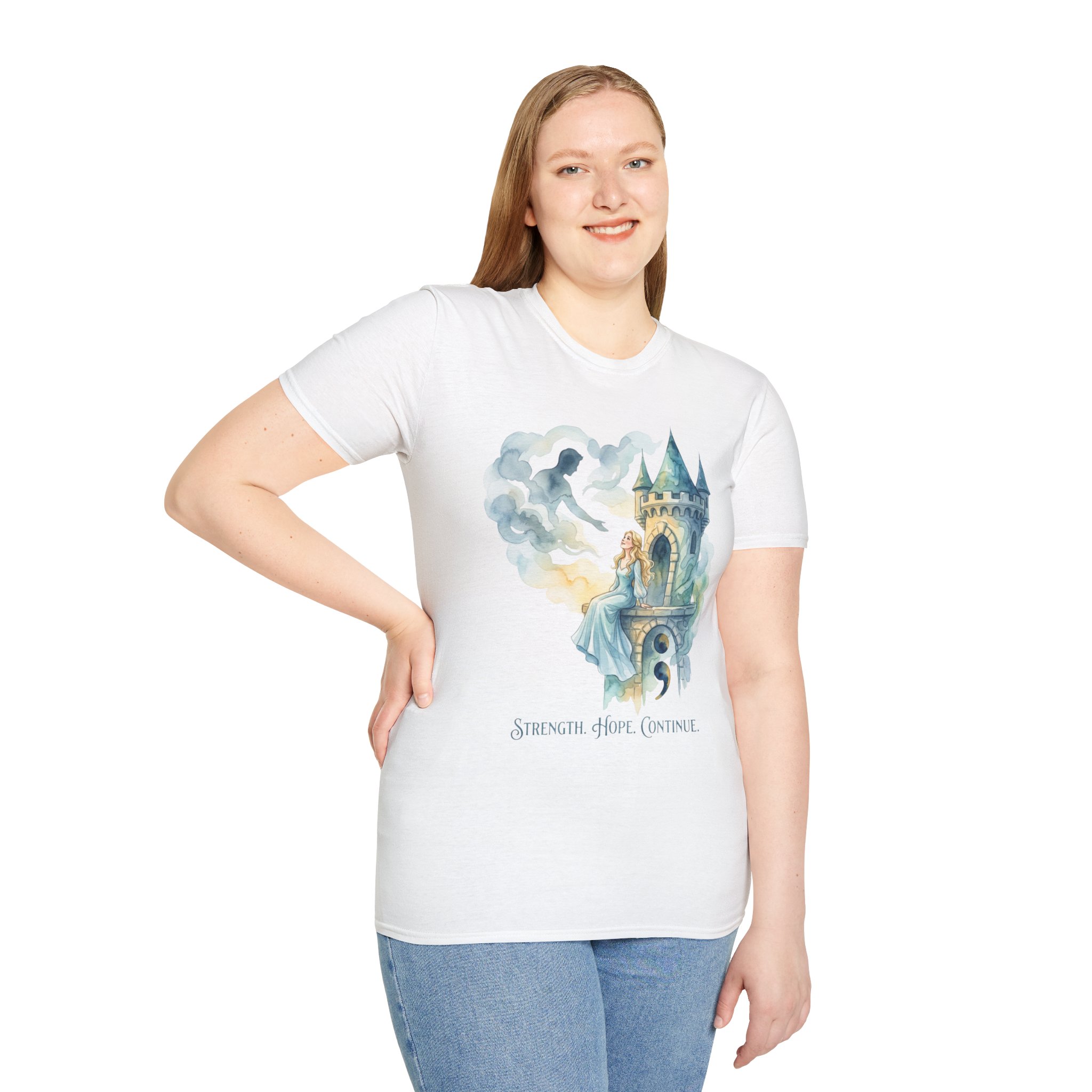 Strength. Hope. Continue. Semi Colon Inspirational T-Shirt- Mental Health Awareness - Image 5