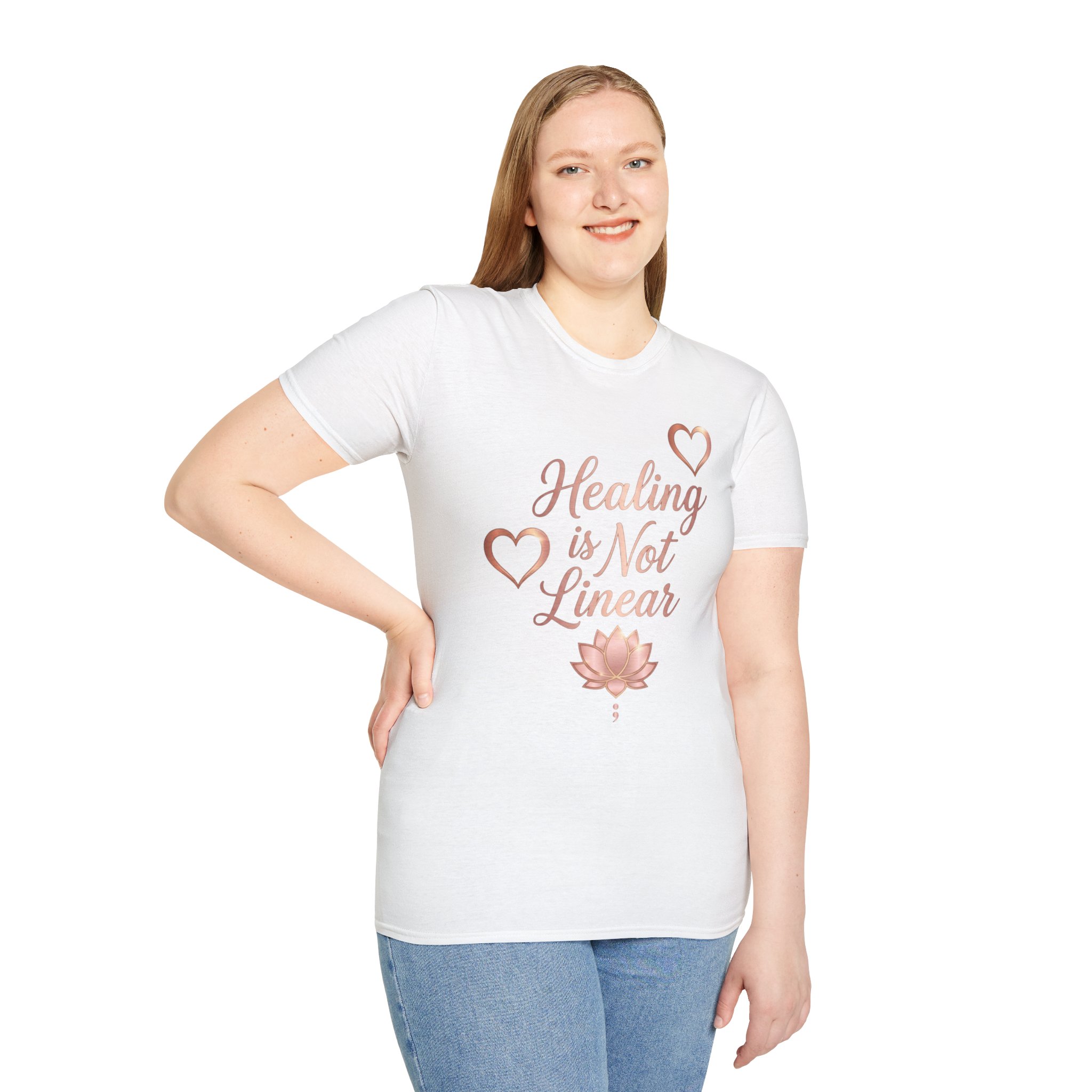 Healing Is Not Linear Rose Gold Mental Health T-Shirt - Image 9
