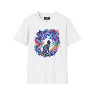 Triple Moon Cosmic Rainbow Black Cat T-Shirt