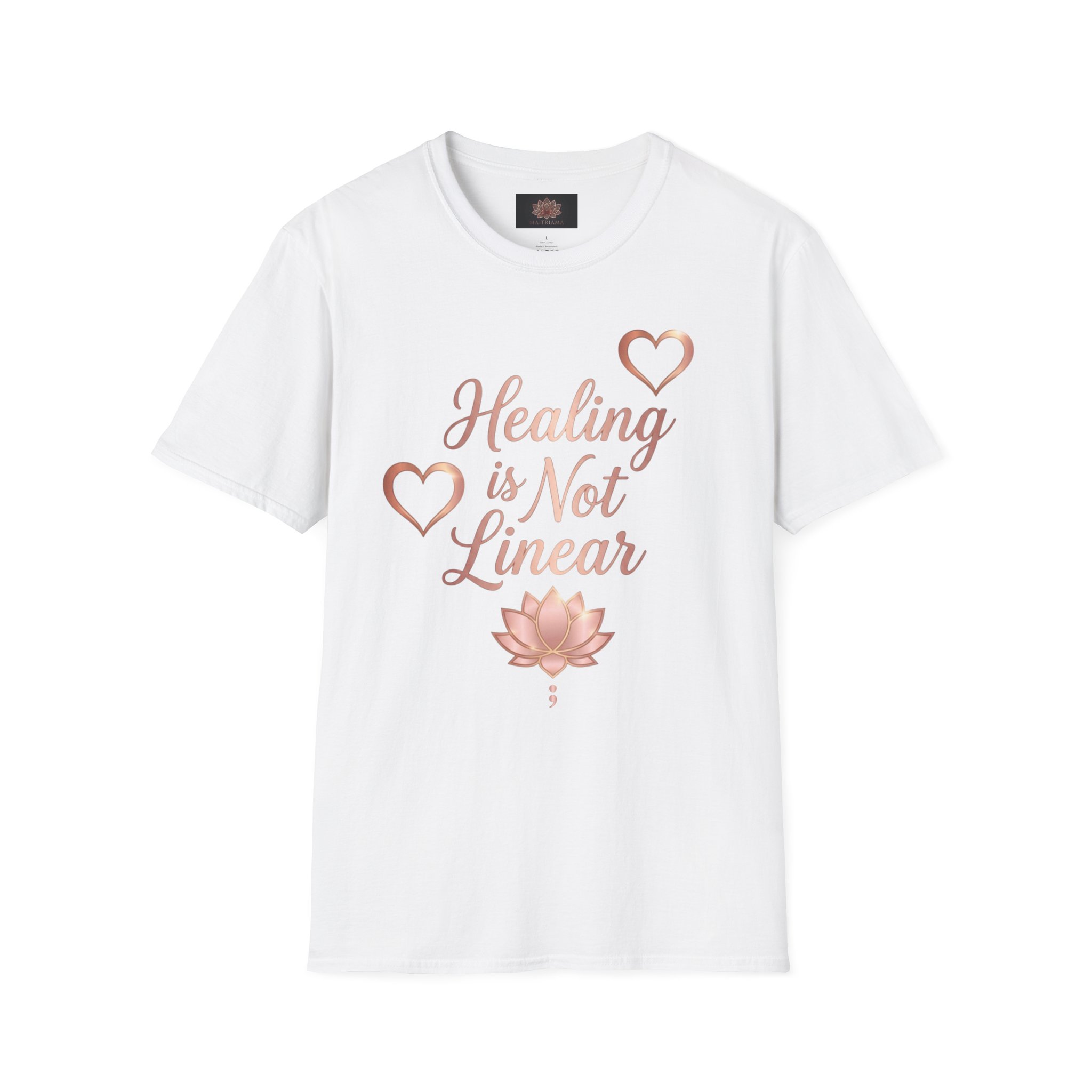 Healing Is Not Linear Rose Gold Mental Health T-Shirt - Image 5