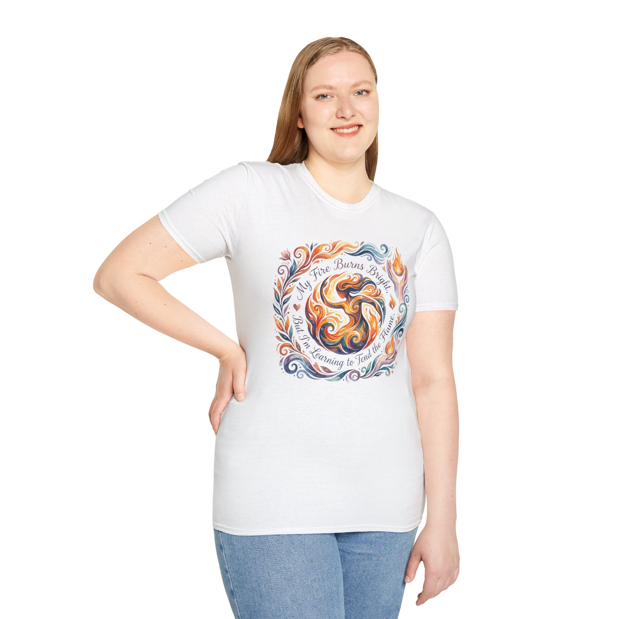 My Fire Burns Bright Mental Health Awareness and Advocacy Inspirational T-Shirt - Image 5