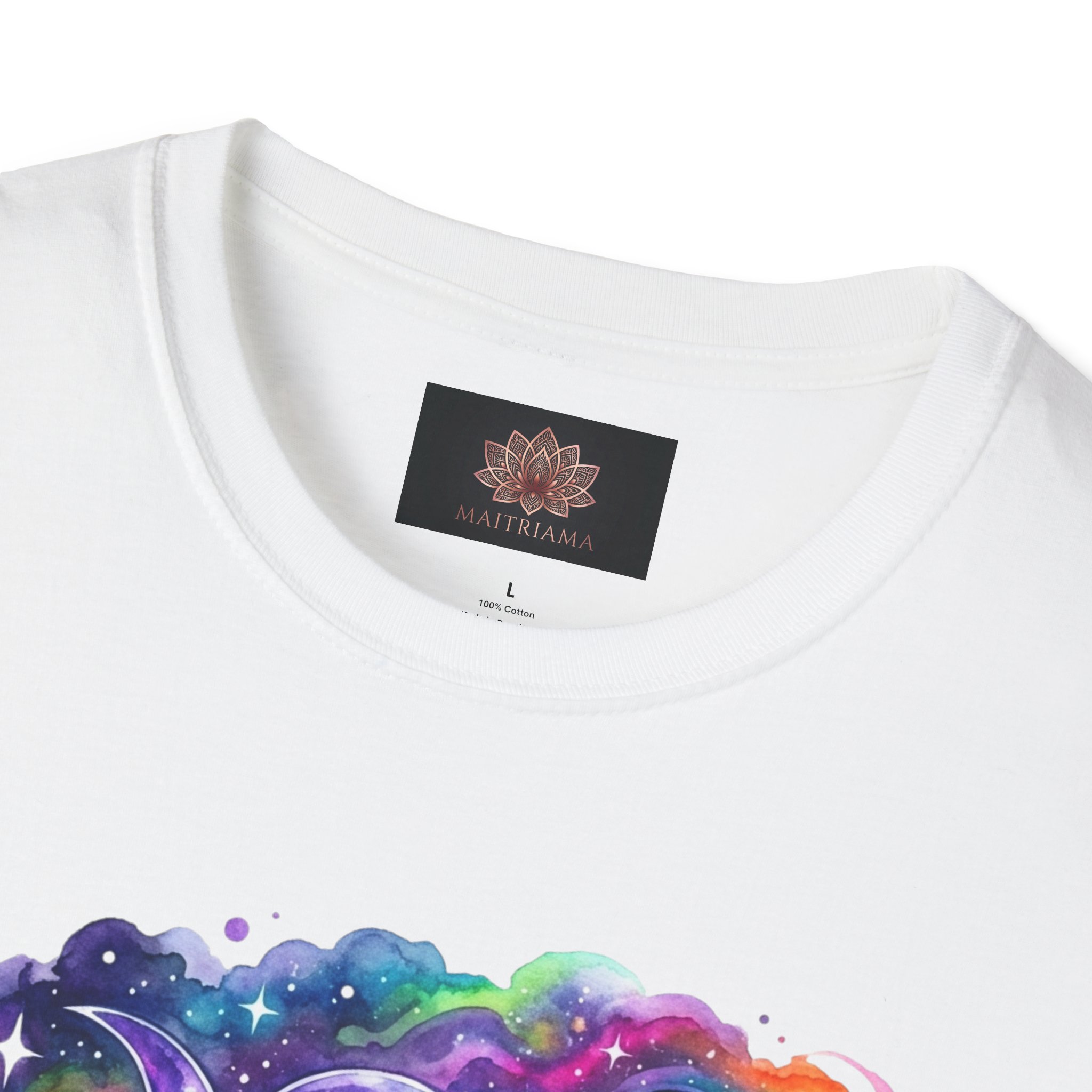 Triple Moon Cosmic Rainbow Black Cat T-Shirt - Image 3